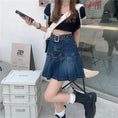 Load image into Gallery viewer, [MENGQIN series] ★Denim skirt★ Mini skirt Belted skirt Bottoms Blue Blue Large size
