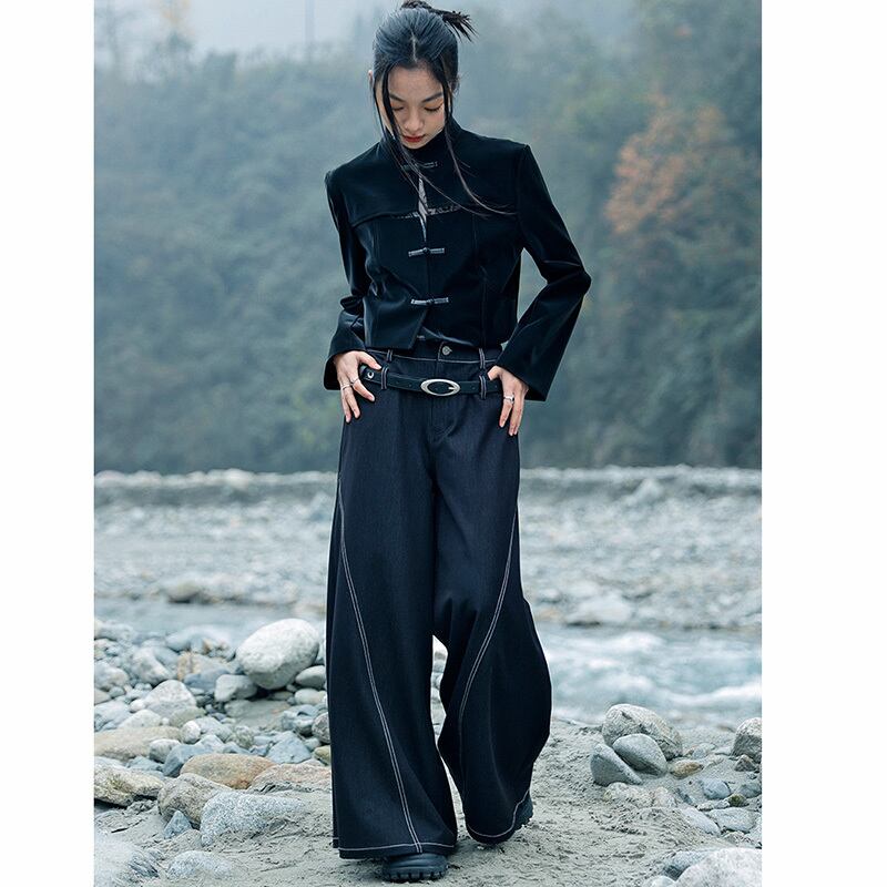 [Daiseiryusu Series]★China style trousers★Bottoms with belt Gaucho pants Retro casual pants