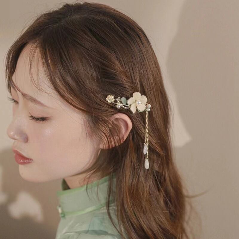 [MENGFAN Series] ★China Style Hair Ornament★ Hairpin 1 Piece Flower Ladies Accessories Literary Style Retro