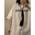 Load image into Gallery viewer, [Fujiiman Series]★Shirt with tie★ Shirt 2color Short sleeve shirt Unisex Men's Alphabet
