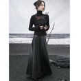 Load image into Gallery viewer, [Big Blue Dragon Series] ★China style tops★ Knit tops Dragonfly Dragonfly Black Black High neck
