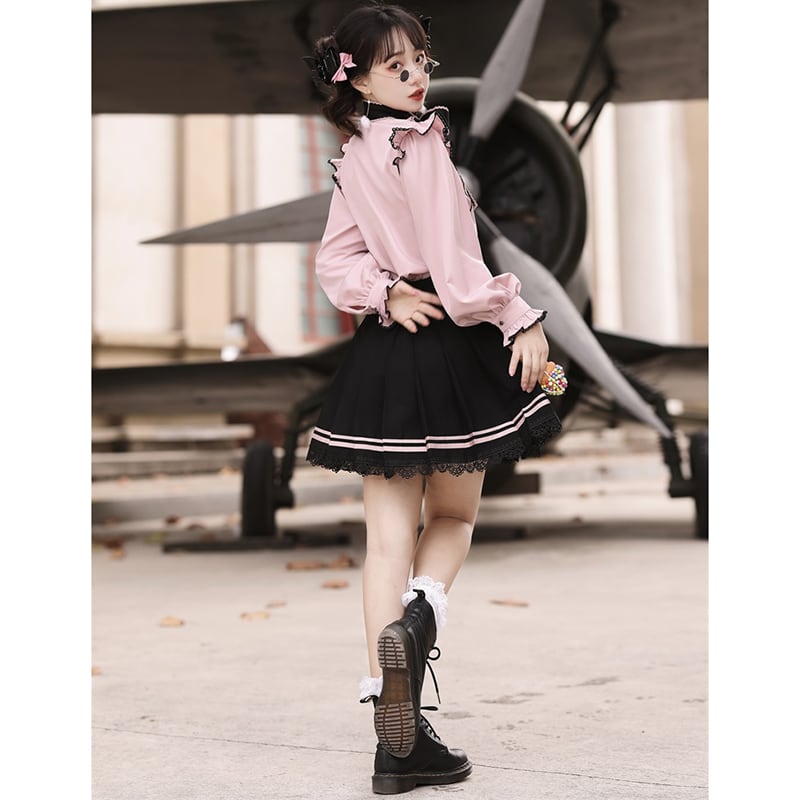 [Kanru First Series] ★Chinese style setup Single item order★ Shirt or Skirt Lolita Cute Pink Black