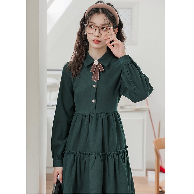 [Ali Series] ★One Piece★ Women's Shirt Dress Green Commuting Date Cute SML XL