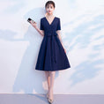 Load image into Gallery viewer, Party Dress One Piece Long Dress After-Party Wedding Concert Party Elegant V-neck Short Sleeve Long Length Plus Size XS SML XL 2XL 3XL Navy
