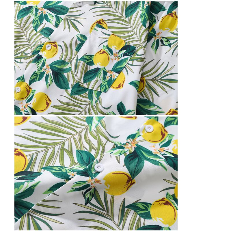 [TRAVEL ISSUANCE Series]★Shirt★ Unisex Print Lemon Fruit Pattern Short Sleeve Tops Summer Cute Loose Green