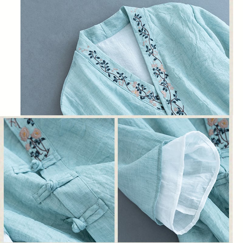 [Qing Series]★Chinese style tops★ 5color Happi coat Chinese clothing Improved Tang suit Blue green Blue Pink White Navy