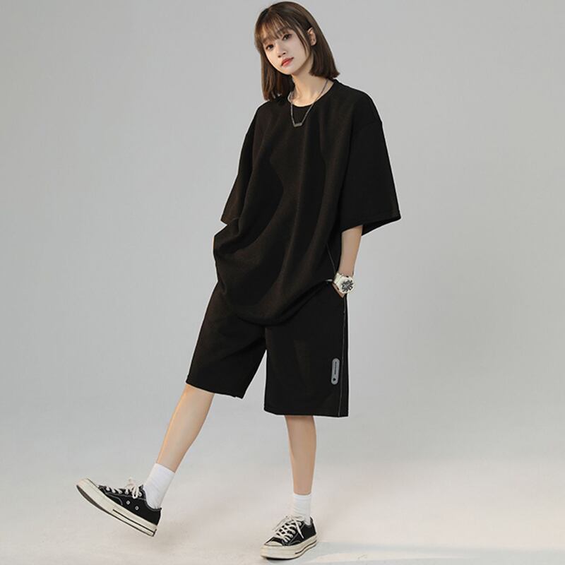 【LIEQUシリーズ】★セットアップ★ Tシャツ+短パン 3color 男女兼用 メンズ カジュアル 夏服 スポーツ風