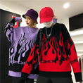 Load image into Gallery viewer, [OOTDstudio Series]★Sweater★ 2color Tops Flame Flame Pattern Knit Tops Unisex Men's Red Purple
