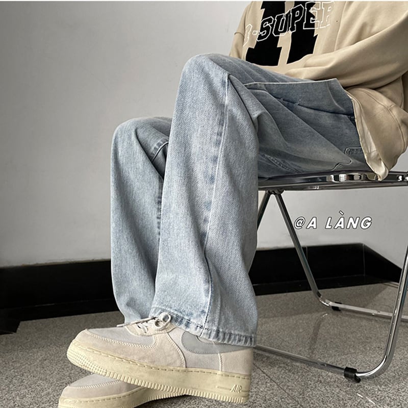 [TUOFEI Series] ★Denim pants★ Bottoms, pants, unisex, men's, easy to match, slimming, light blue