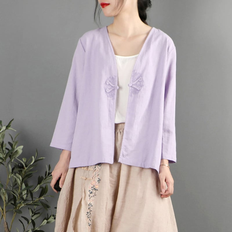 [July Series]★China style tops★ 6color Improves temperament White Blue Green Purple Red Yellow Pink