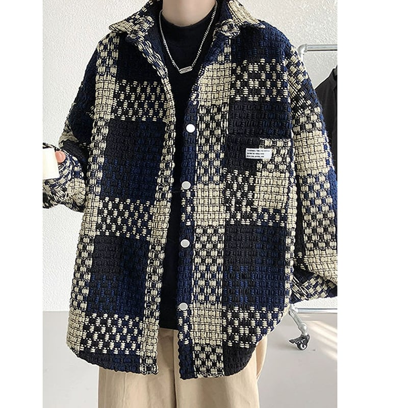 [PPG series] ★Jacket★ 2color outer plaid pattern unisex men's large size