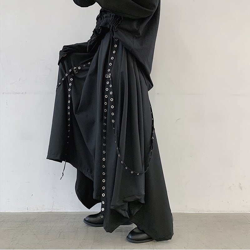 [CHENGZI Series]★Pants★ Casual Pants Gaucho Pants Plain Loose Black Unisex