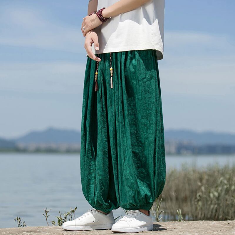 [YISHUO Series] ★Pants★ 3color Tops Unisex Men's Large Size Nine-quarter length Black Green Gray