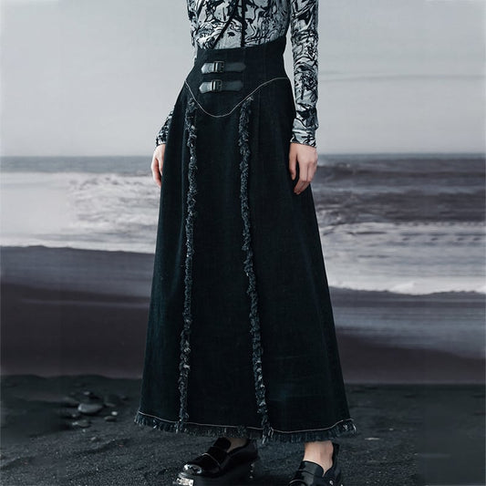 [Da Qinglong Shu Series] ★China style skirt★ Denim skirt bottoms slimming fashion long skirt