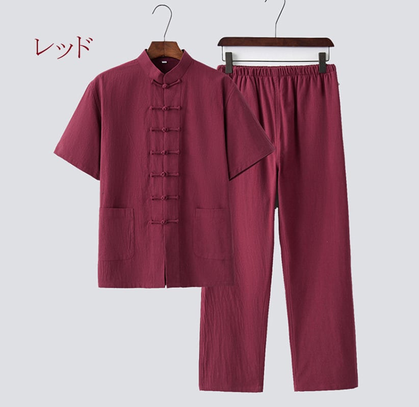 [Hanxi Series] ★Set-up★ 2-piece set, Chinese-style top and pants, cotton linen, plain