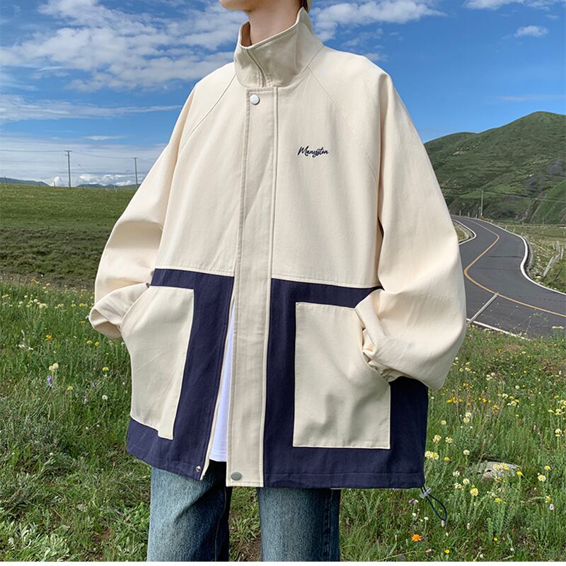 [V37 Series] ★Jacket★ 2color outerwear color scheme casual unisex men's easy to match fashion