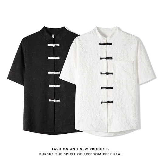 [TANGQI Series]★China style shirt★ 2color tops short sleeve shirt unisex men's black white black white