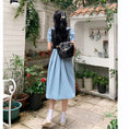 Load image into Gallery viewer, [JIGUJIGU Series] ★One Piece★ Short Sleeve Dress Switching Fake Layered Large Size Blue Blue
