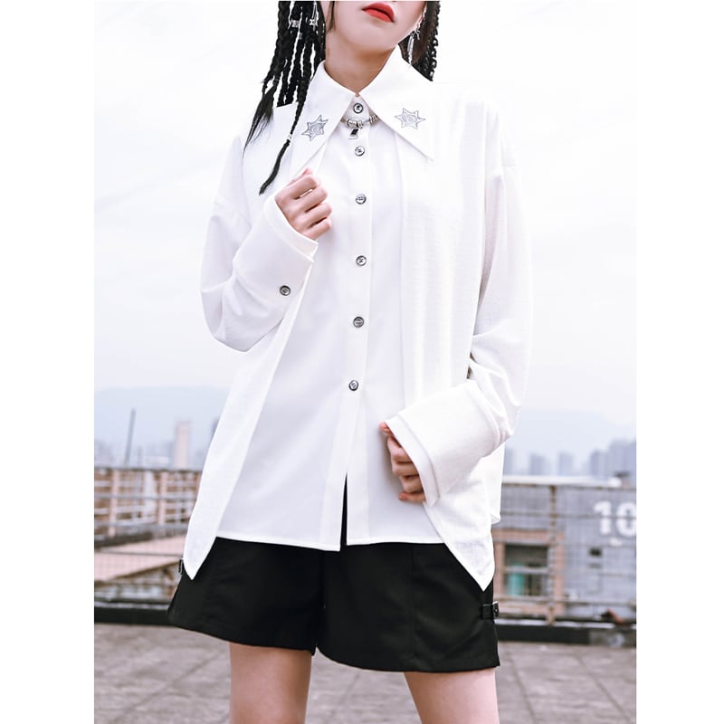 [Kokaisha --- Abnormalism Series] ★China style shirt★ 2color tops fake layered black white