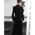 Load image into Gallery viewer, [Big Blue Dragon Series] ★China style dress★ Long length Kanji pattern embroidery Velvet black Black
