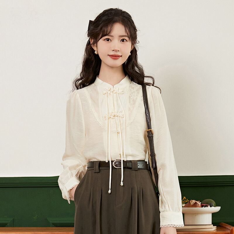 [Muni Series] ★Chinese style shirt★ Tops, long sleeve shirt, Chinese clothes, improved Han clothes, Chinese elements, Han clothes shirt, apricot