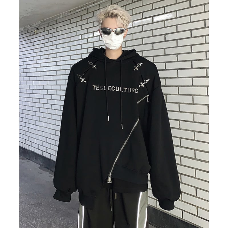 【入画シリーズ】★パーカー★ トップス 男女兼用 メンズ おしゃれ デザイン性有り ブラック 黒い M L XL 2XL 3XL