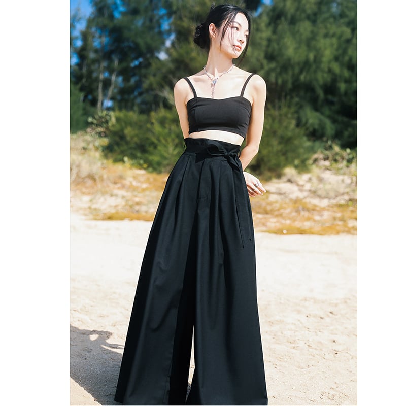 [Daiseiryusu Series] ★Pants★ Bottoms Casual Pants Black Black High Waist Slimming Plain