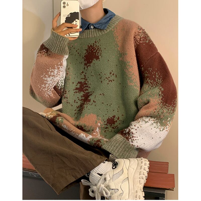 [GUOCHAO Series]★Sweater★ 2color Tops Christmas New Year Snowman Unisex Men's Red Green