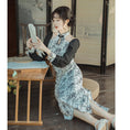 Load image into Gallery viewer, [Only you series] ★China style dress★ Improved cheongsam dress, off-the-shoulder ink pattern, slimming wear, date photo shoot
