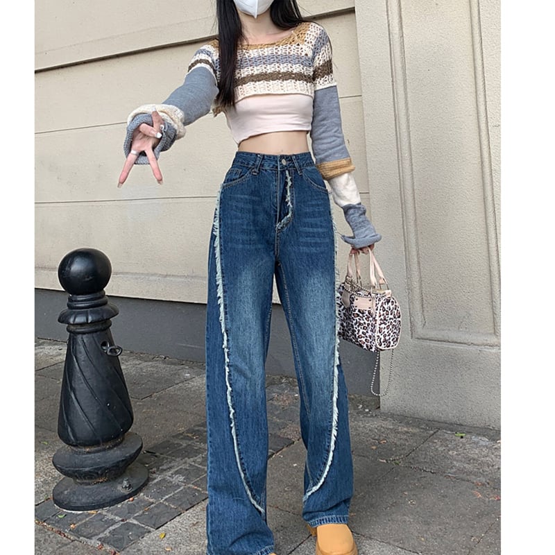 [CHUNUO series]★Pants★ Casual pants Denim pants Blue Blue Large size Slimming Fashionable