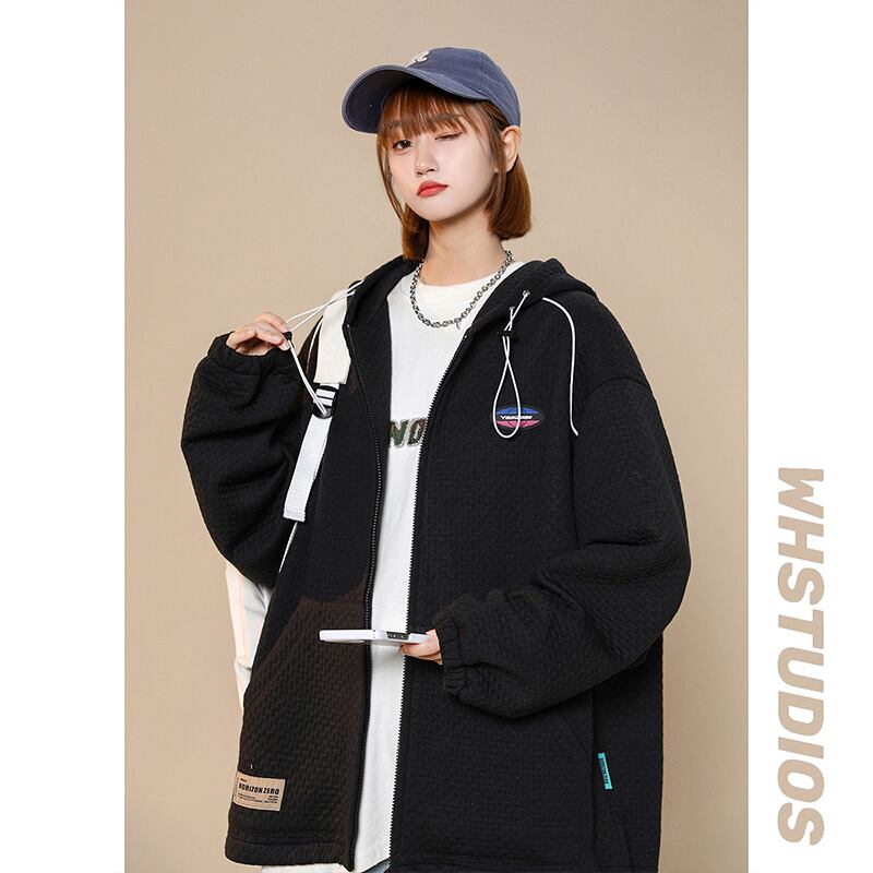 [SENSU Series]★Jacket★ 3color outerwear unisex men's hooded black white gray