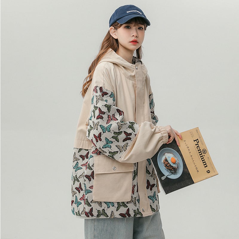 [SENSU Series]★Jacket★ Outerwear 3color Oil Painting Style Floral Pattern Unisex Men's Large Size Switchable