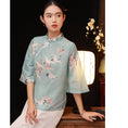 Load image into Gallery viewer, [FEXIAOYUAN series]★China style tops★ Shirt Improved temperament Improved Tang suit Thin Republic style Blue Blue Crane
