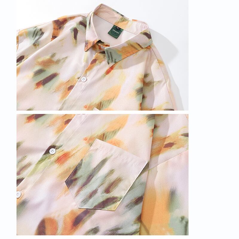 [TRAVEL ISSUANCE Series]★Shirt★ Long sleeve shirt tops unisex men's retro cute yellow print