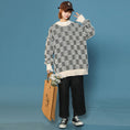 Load image into Gallery viewer, [Ushiomiomi Series] ★Sweater★ 3color Knit Tops Unisex Men's Plaid Pattern Gray Green Black
