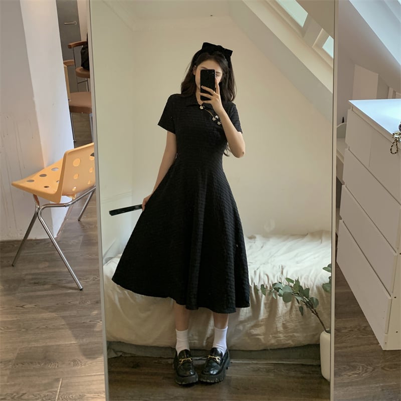 [TAOSHANG series] ★China style dress★ Large size black black date commuting slimming everyday wear