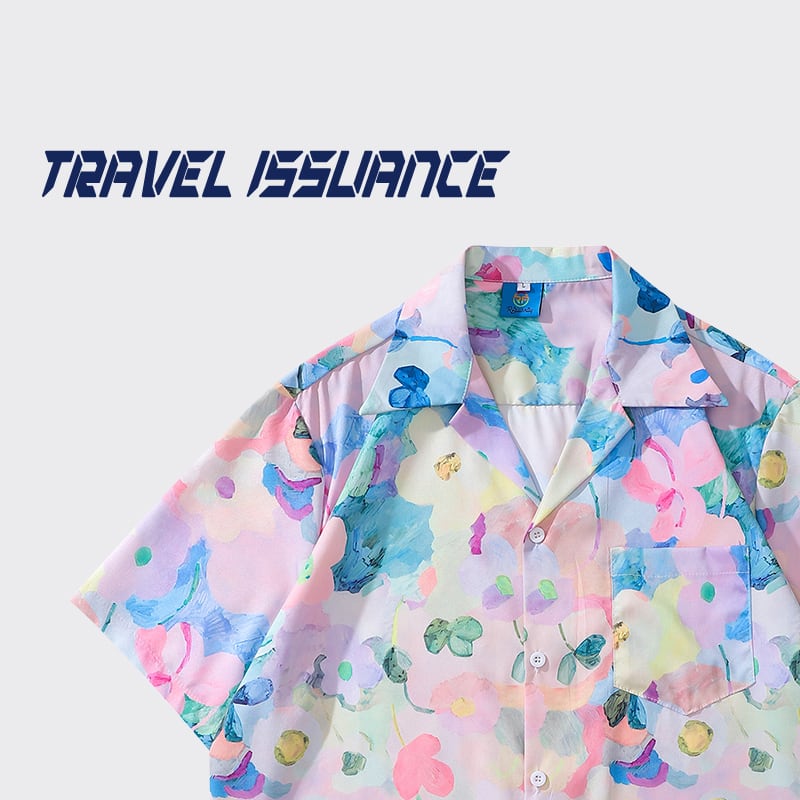 [TRAVEL ISSUANCE Series] ★Oil Painting Style Shirt★ Hawaii Aloha Shirt Print Unisex Men's Aya Cute