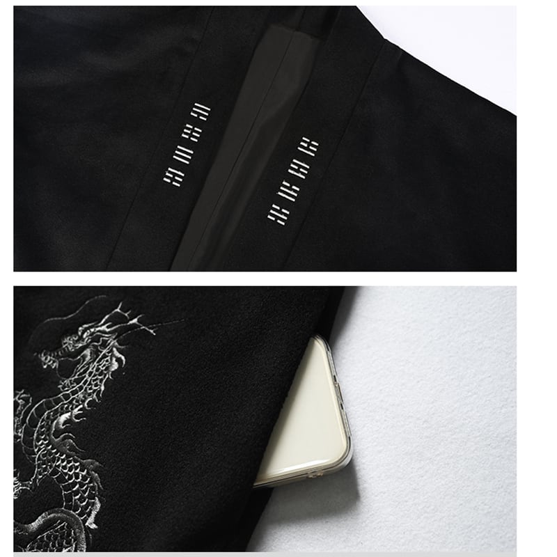 [Kokaisha---Hoshiyado Series] ★China style coat★ Rasha coat long coat embroidery original black black