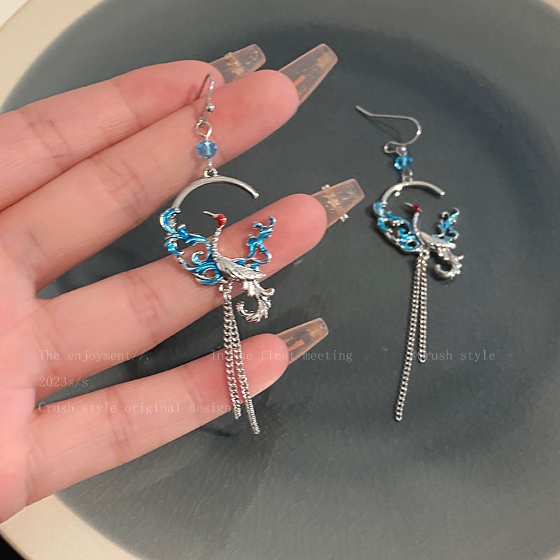 [Minoki Series] ★Chinese style earrings★ Pair of earrings, women's accessories, temperament improvement, date, commuting, crane