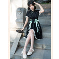 Load image into Gallery viewer, [Shukunsho Series] ★Chinese style dress★ Improved cheongsam dress Black Black Hanfu dress
