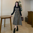 Load image into Gallery viewer, [Dong Xiaojie Series] ★Checked dress★ Large size, fake layered, slimming, retro, cute, easy to match
