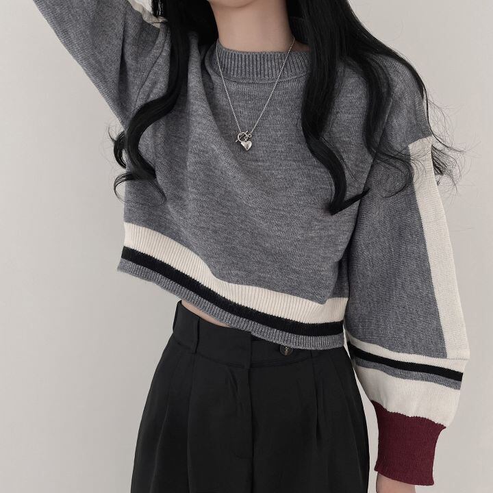 [LIANGLIANG series]★Knit tops★ 3color tops mini length white black gray