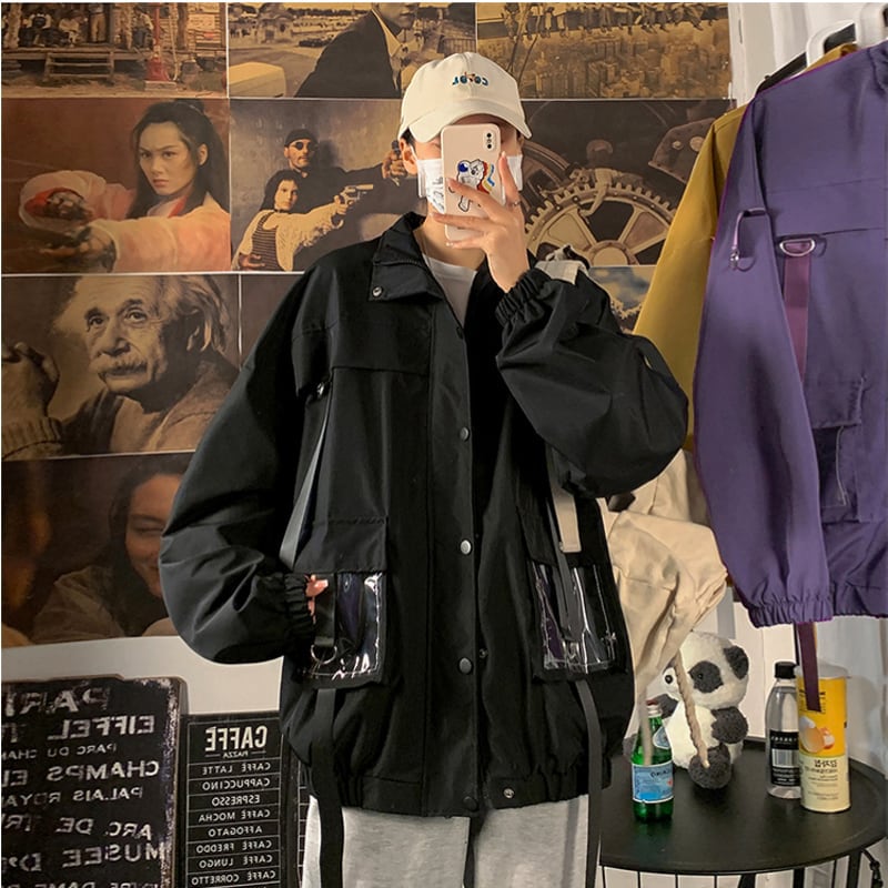 [Teiji series] ★Jacket★ 4color outerwear unisex men's black yellow white purple large size