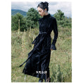 Load image into Gallery viewer, [Big Blue Dragon Series] ★China style dress★ Velvet changeover slimming black black slit
