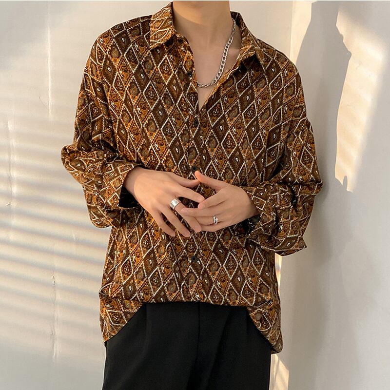 [AIMAKOU Series]★Shirt★ Tops Print Unisex Men's Long Sleeve Shirt Retro Thin ML XL 2XL 3XL