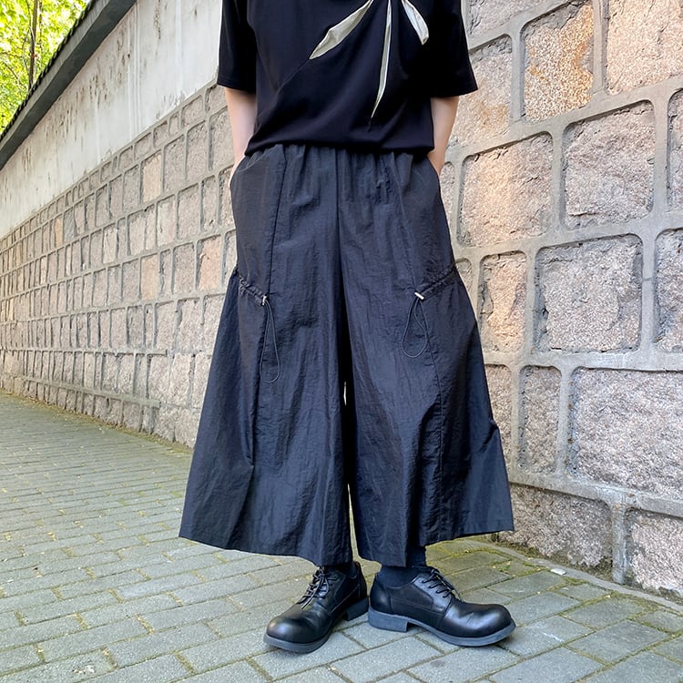 [ZHUIYI Series] ★Casual Pants★ Trousers Bottoms Designed Unisex Men's Black Black