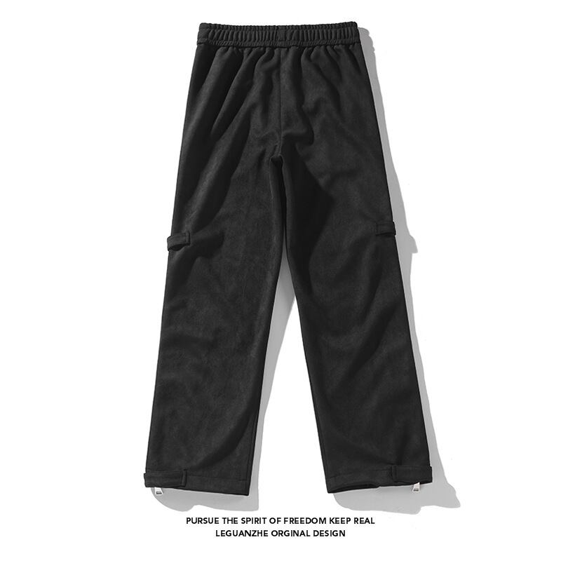 [BIGEMAN Series]★Casual Pants★ 2color Bottoms Trousers Unisex Men's Suede Black Coffee Color