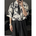 Load image into Gallery viewer, [MDYCD Series]★Shirt with Tie★ 2color Floral Print Shirt Tops Short Sleeve Shirt Unisex Men's Black White
