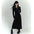 Gallery viewerに画像を読み込む, 【LadyGhostシリーズ】★ワンピース★ ドレス POLOネック 着痩せ ロング丈ワンピース 可愛い S M L ブラック 黒い
