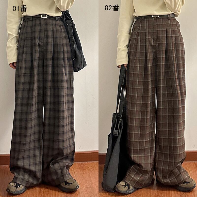 [UATONLINE Series] ★Casual Pants★ 2color Bottoms Trousers Casual Plaid Pattern Unisex Men's